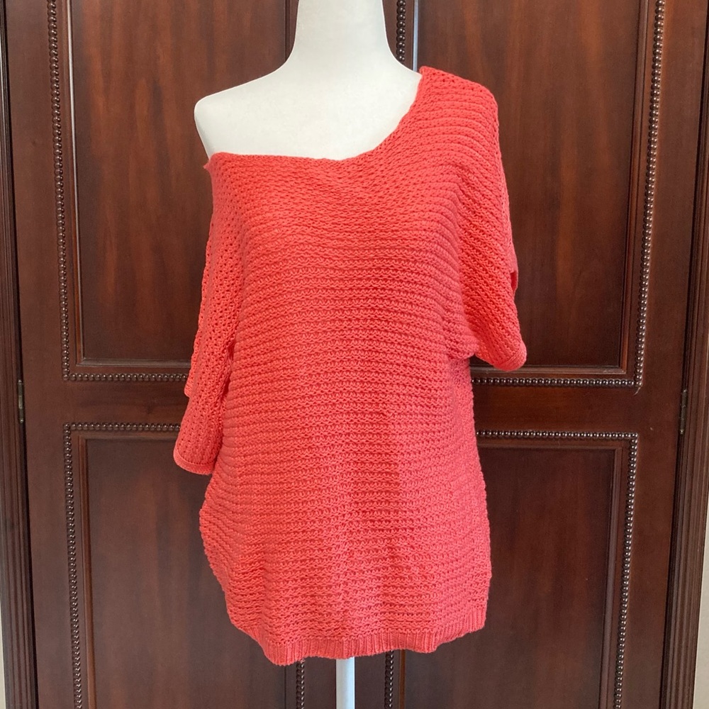 Venus Coral Off The Shoulder Shortsleeved Sweater Small